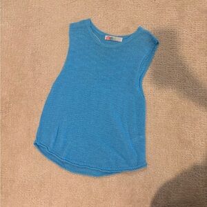 Free People Blue Tank Top with Rounded Neckline